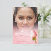 葬儀ピンクのバラの写真ファミリーサンキューカード サンキューカード (スタンド正面)