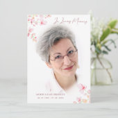 葬儀フェイクバラ金ゴールドフォトピンクフローラ枝 招待状 (スタンド正面)