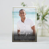 葬儀フォトエレガント金ゴールドCross Script サンキューカード (スタンド正面)