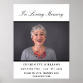 葬儀フォトシンプルメモリアル白黒歓迎 ポスター (正面)