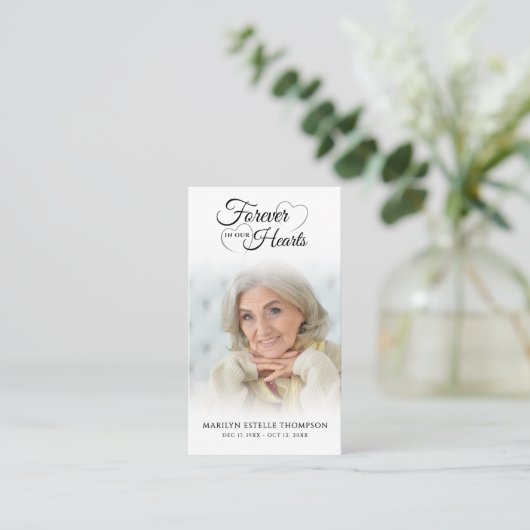 葬儀フォトフォーエバーハートクロス祈りの言葉カード 名刺 (スタンド正面)