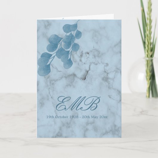 葬儀フォトブルーユーカリお祝いの生活 招待状 (正面)