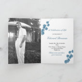 葬儀フォトブルーユーカリお祝いの生活 招待状 (内部)