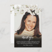 葬儀フォトホワイトブロッサムフローラ サンキューカード (正面/裏面)