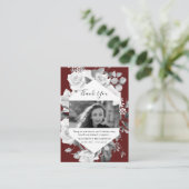 葬儀フォトメモリアルフローラ赤サンキューカード エンクロージャーカード (スタンド正面)