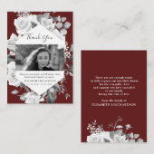 葬儀フォトメモリアルフローラ赤サンキューカード エンクロージャーカード (正面/裏面)