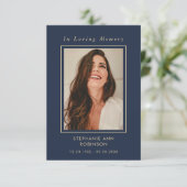 葬儀フォトメモリアルブルー金ゴールドスクリプトカード (スタンド正面)