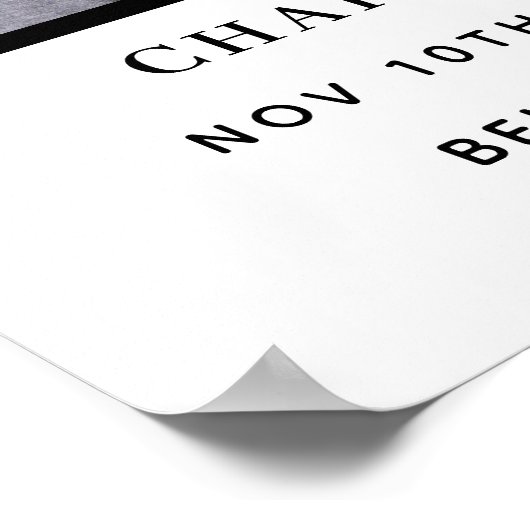 葬儀フォトメモリアル白い黒いハート歓迎 ポスター (角)