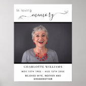 葬儀フォトメモリアル白い黒いハート歓迎 ポスター (正面)