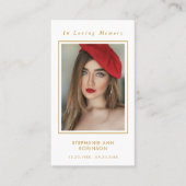 葬儀フォトメモリアル金ゴールドクロス祈りの言葉カード 名刺 (正面)