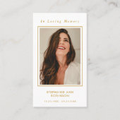 葬儀フォトメモリアル金ゴールドスクリプト祈りの言葉カード 名刺 (正面)