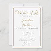 葬儀フォト金ゴールドスクリプトお祝いの生活 招待状 (裏面)