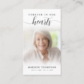 葬儀フォーエバーハートスクリプトフォト祈りの言葉カード 名刺 (正面)