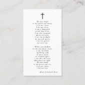 葬儀フォーエバーハートフォトクロス祈りの言葉カード 名刺 (裏面)