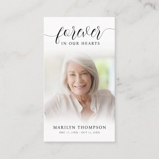 葬儀フォーエバーハートフォトスクリプト祈りの言葉カード 名刺 (正面)