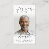 葬儀フォーエバーハートフォトモダン祈りの言葉カード 名刺 (正面)