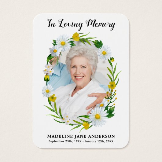 葬儀フローラデイジー写真記念祈りの言葉カード (正面)