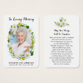 葬儀フローラデイジー写真記念祈りの言葉カード (正面&裏面)