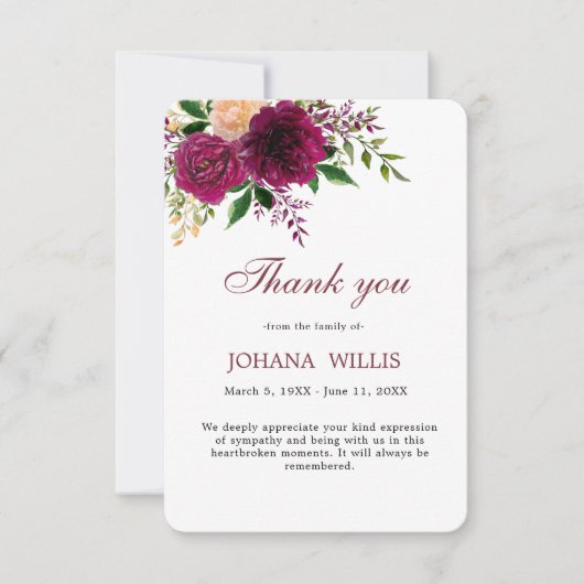 葬儀フローラパープルメモリアルサンキューカード サンキューカード (正面)
