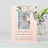 葬儀フローラピンク写真追悼会 サンキューカード (スタンド正面)