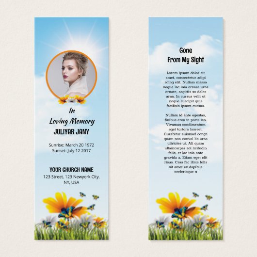 葬儀フローラブックマークテンプレート (正面&裏面)