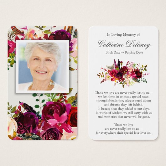 葬儀フローラボルドフォト祈りの言葉共感表 (正面&裏面)