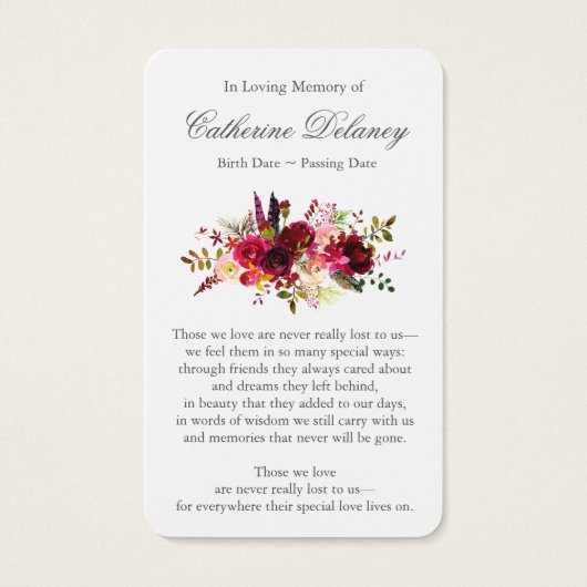 葬儀フローラボルドフォト祈りの言葉共感表 (裏面)