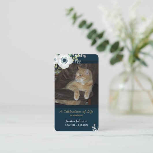 葬儀フローラ祈カード（1枚の写真を選択可能） 名刺 (スタンド正面)