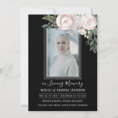 葬儀フローラ黒写真記念祈りの言葉カード サンキューカード (正面)