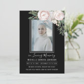 葬儀フローラ黒写真記念祈りの言葉カード サンキューカード (スタンド正面)