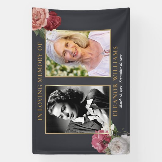 葬儀フローラ2生命の写真お祝い 横断幕 (縦)