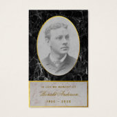 葬儀ブラックマーブル金ゴールド記念祈りの言葉カード (正面)