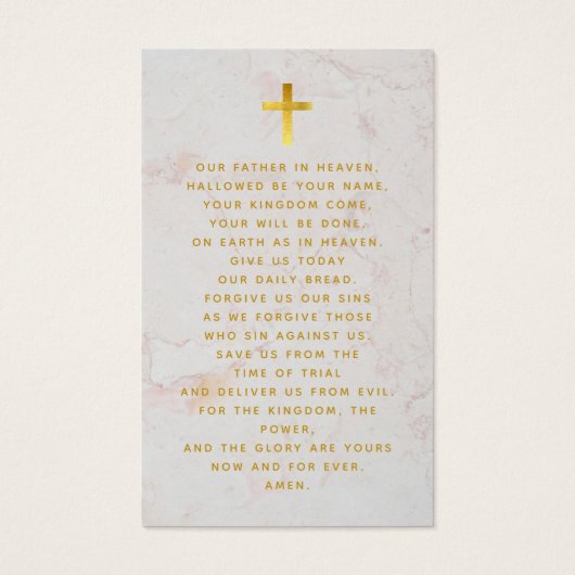 葬儀ブラックマーブル金ゴールド記念祈りの言葉カード (裏面)