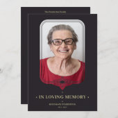 葬儀ブラック装飾用フィリグラーレース効果 招待状 (正面/裏面)