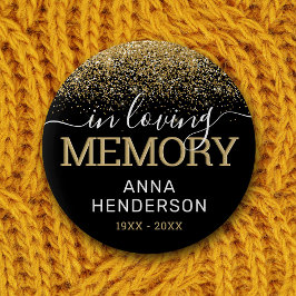 葬儀ブラック金ゴールドグリッターメモリアルボタン 缶バッジ
