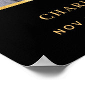 葬儀ブラック金ゴールド写真記念ウェルカム ポスター (角)