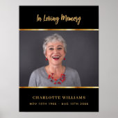 葬儀ブラック金ゴールド写真記念ウェルカム ポスター (正面)