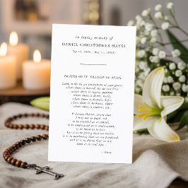 葬儀ブラック&ホワイト聖フランシス祈りの言葉カード 名刺