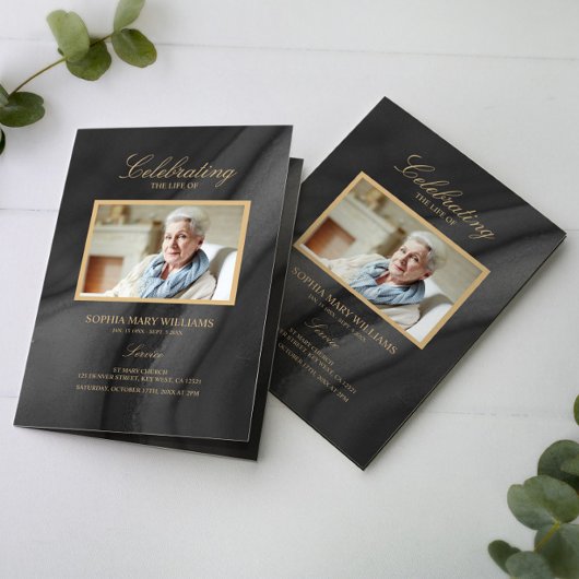 葬儀ブラック&金ゴールド書 |メモリアルプログラム プログラム