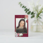 葬儀ブルゴーニュフローラフォト祈りの言葉カード 名刺 (スタンド正面)