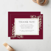 葬儀ブルゴーニュ緑ありがとう ノートカード (正面/裏面インサイチュ)