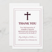 葬儀ブルゴーニュ・クロス・アンド・ボーダー・サンキューカード サンキューカード (正面/裏面)