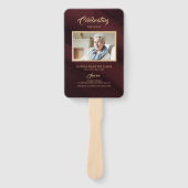 葬儀ブルゴーニュ&金ゴールド書道ファンのセット ハンドファン (正面)