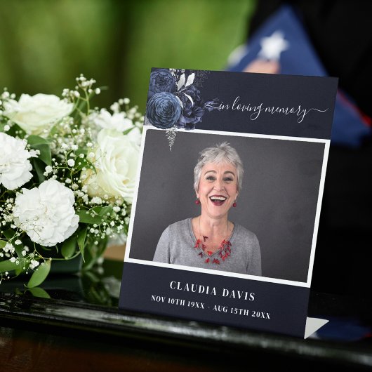 葬儀ブルー写真記念お祝い・オブ・ライフ 台座サイン