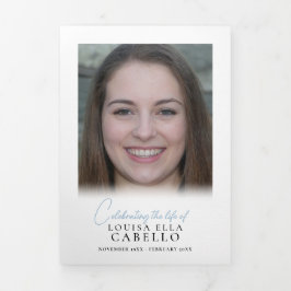 葬儀プログラムのシンプルスナップ写真 三つ折り招待状