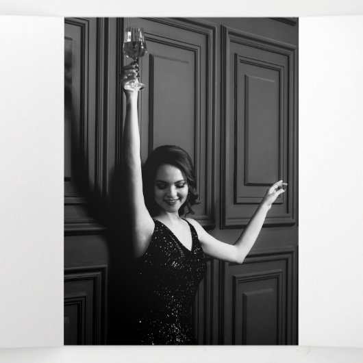 葬儀プログラムのシンプルスナップ写真 三つ折り招待状 (内部中)