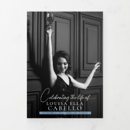 葬儀プログラムのシンプルスナップ写真 三つ折り招待状