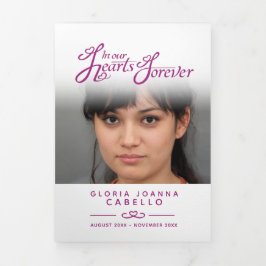 葬儀プログラムのハート桑 三つ折りプログラム