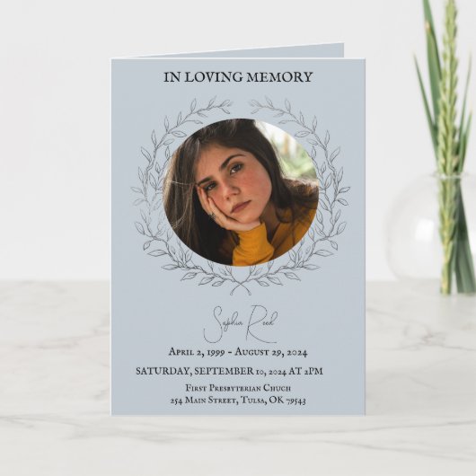 葬儀プログラムの写真の円リース サンキューカード (正面)