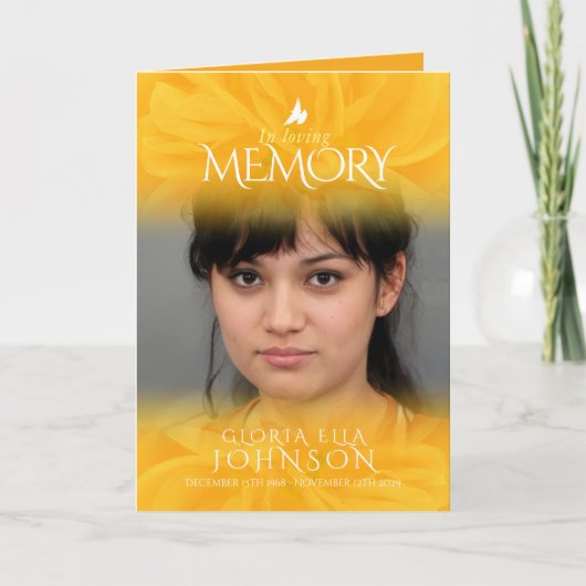 葬儀プログラムの順序の黄色のバラの写真 プログラム (正面)